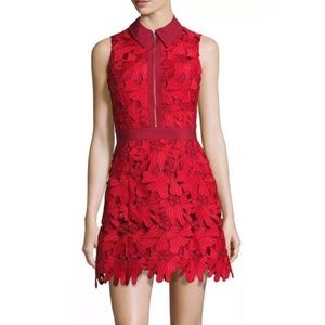 Alice + Olivia Ellis Zip Front Floral Lace Dress